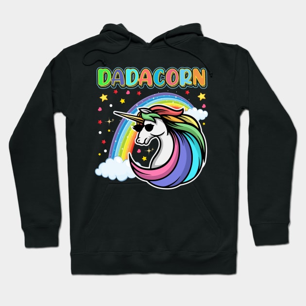 Dadacorn Daddycorn Dad of the Unicorn Fathers Day Hoodie by aneisha